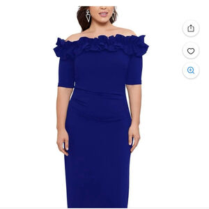 NWT Xscape Womens Crepe Ruffled Evening Dress 16